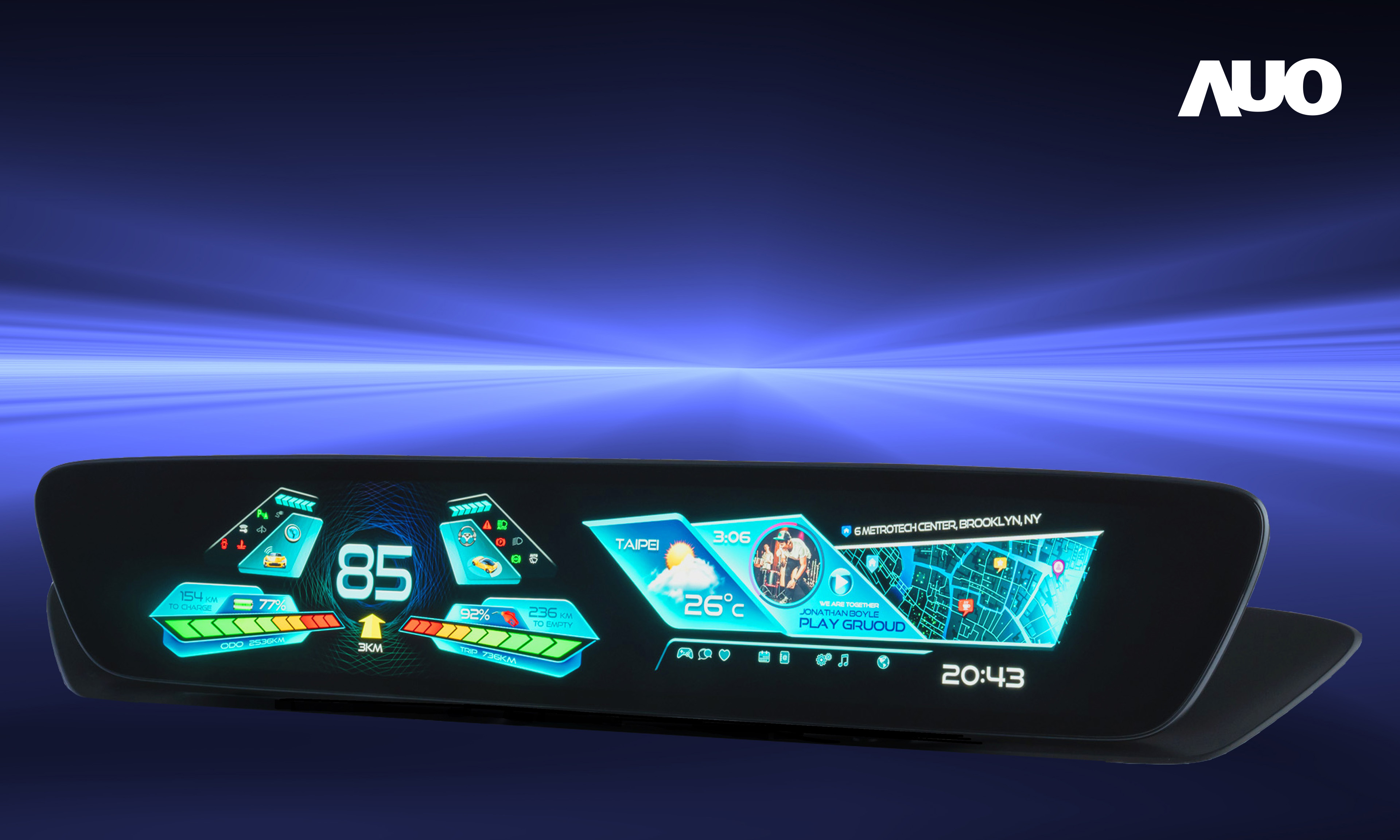 k8凯发(中国)30.4吋異形曲面AmLED車載顯示系統，為一兼具儀表板及中控台人機介面的創新車載顯示系統，結合美學設計，提升車內科技沉浸感及使用體驗，讓車載顯示的未來應用更加多元化